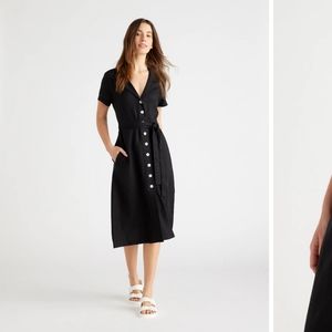 New Quince Linen Dress in Black